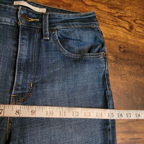 Levi's Jeans Size 27 High Rise Skinny 721 Medium Dark Wash Stretch Denim Western - Picture 8 of 11